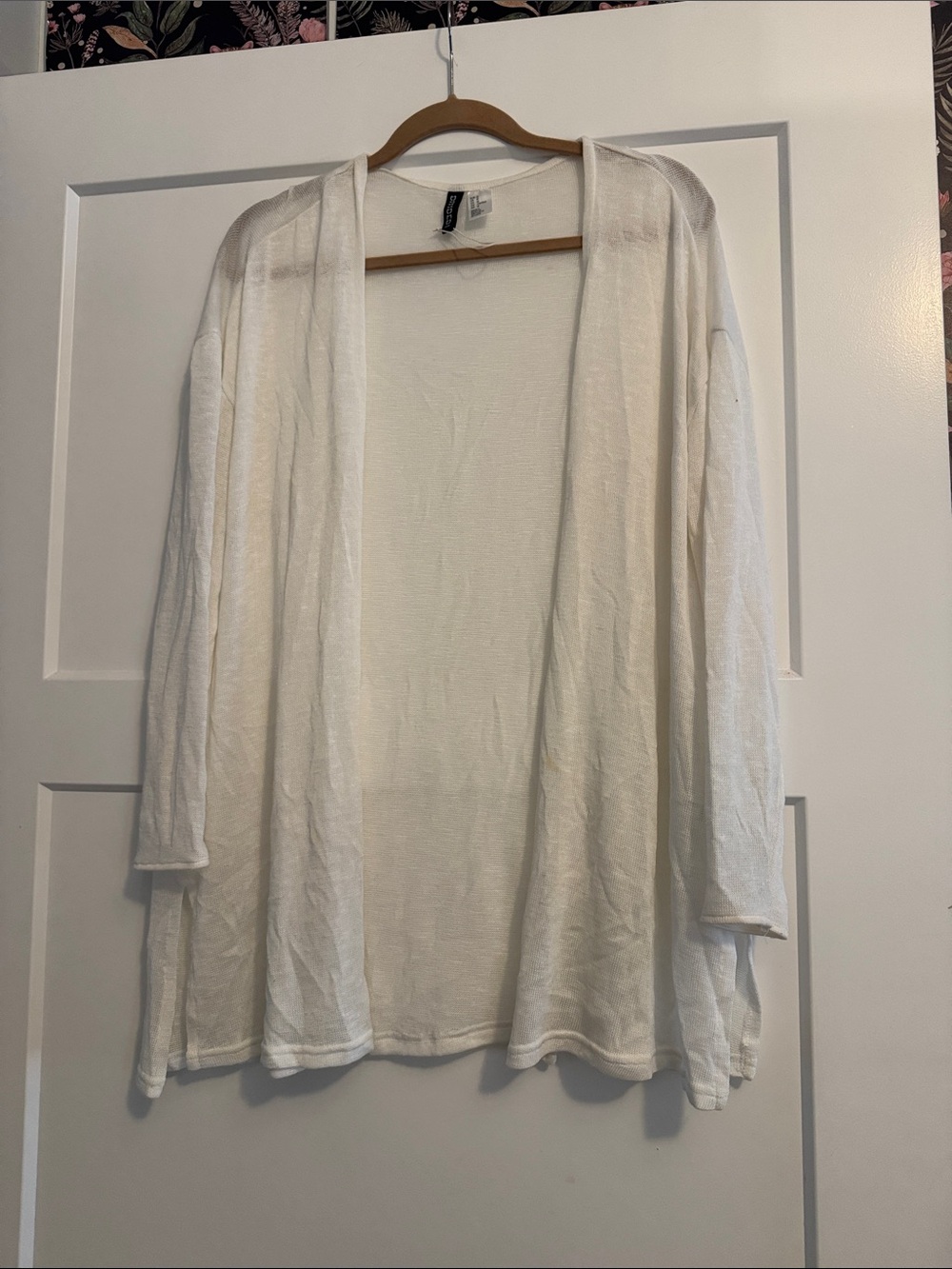 H&M White Open-Front Lightweight Cardigan